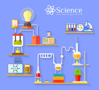 化学科学家颜色平面矢量图